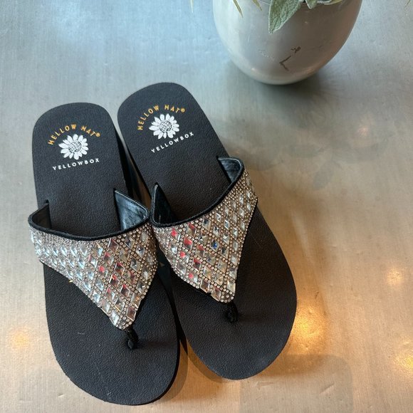 Yellow Box Shoes - Yellow Box Crystal Wedge Sandals I Size 7.5